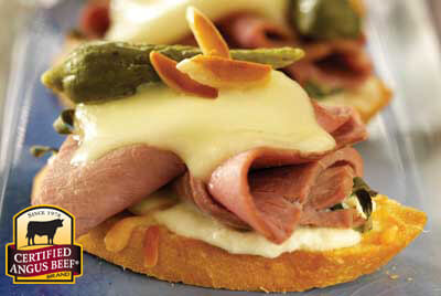 Roast Beef and Brie Bruschetta recipe provided by the Certified Angus Beef® brand.